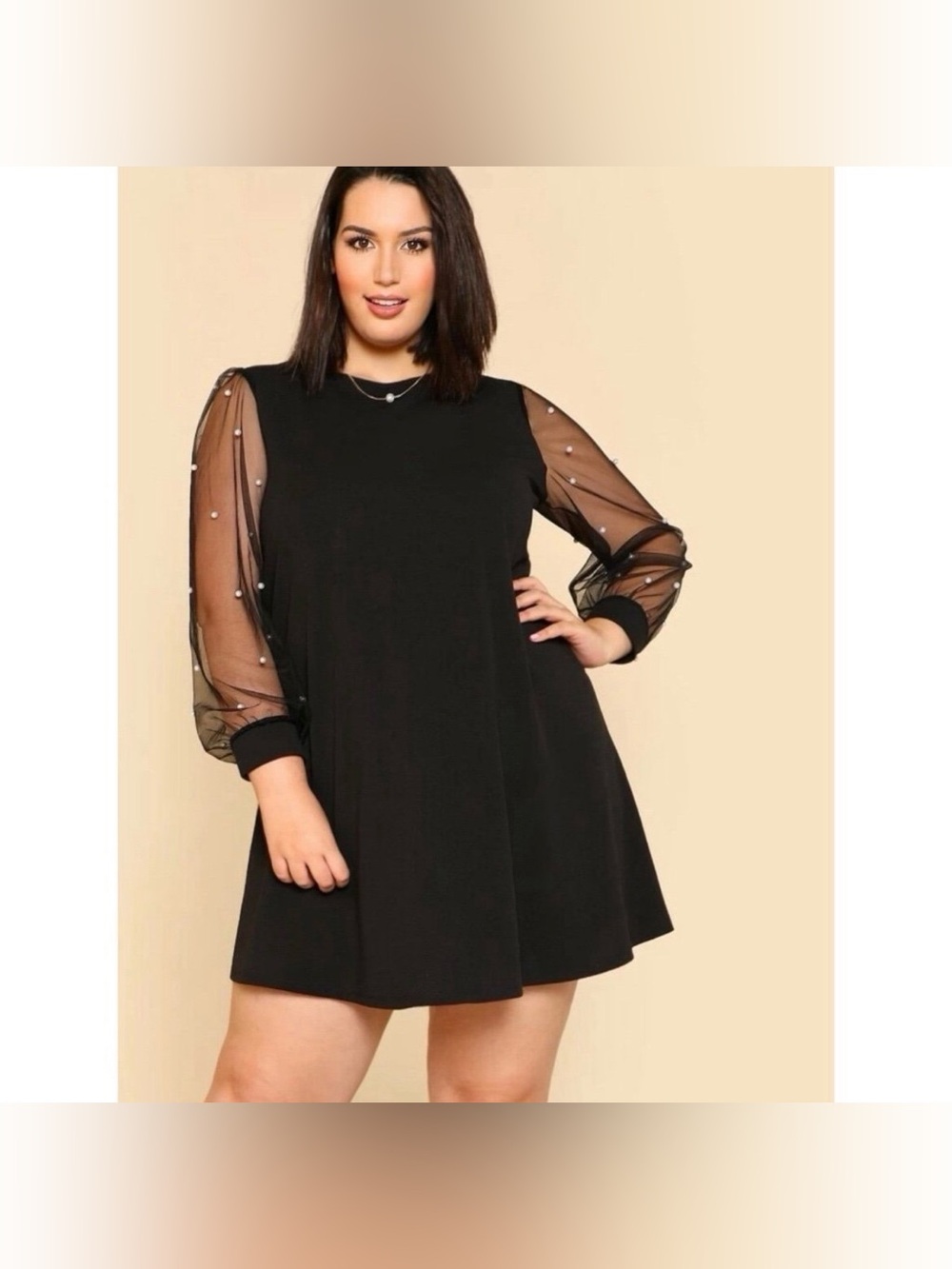 NEW SHEIN Privé Plus Pearl Beading Sleeve Dress 2XL (16) PRICE FIRM